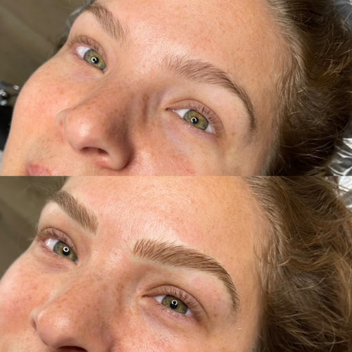 Classic Microblading: A technician meticulously etching fine, hair-like strokes into the eyebrows to create a natural, fuller look.