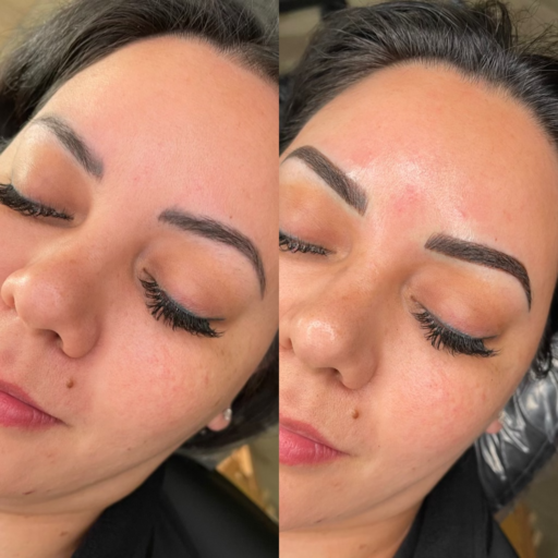 Combo Brow Correction: A combination of microblading and shading techniques used to correct and enhance the shape, density, and symmetry of the eyebrows.