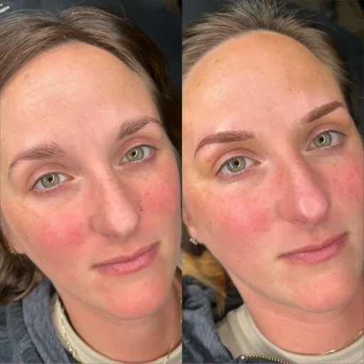 Combo Brow - Nikki Clark - The Studio PMU Combo brows before after Nikki Clark Santa Rosa permanent makeup microblading shading